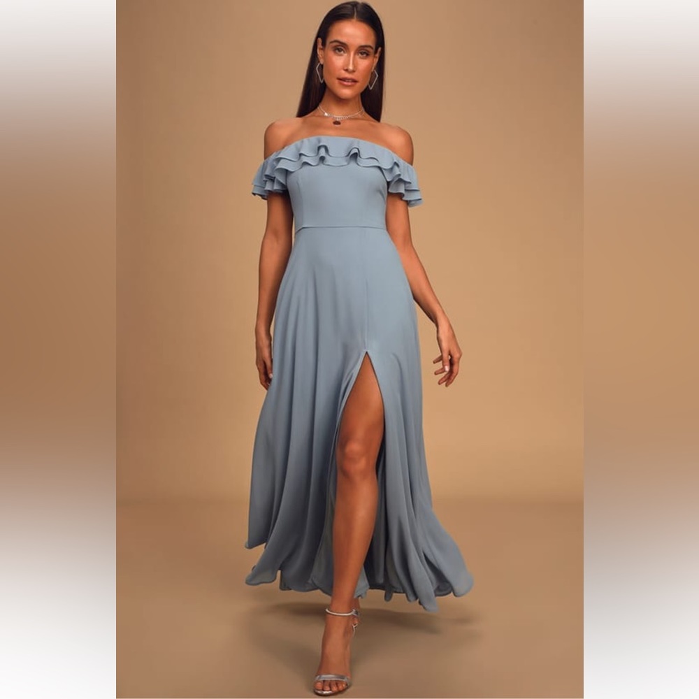 Lulus Light Blue Off-the-shoulder Maxi Dress